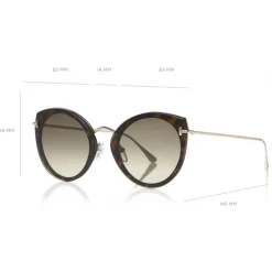 Tom Ford - Jess Sunglasses - Round Metal and Acetate Sunglasses - Dark Havana - FT0683 - Sunglasses - Tom Ford Eyewear - Avvenice