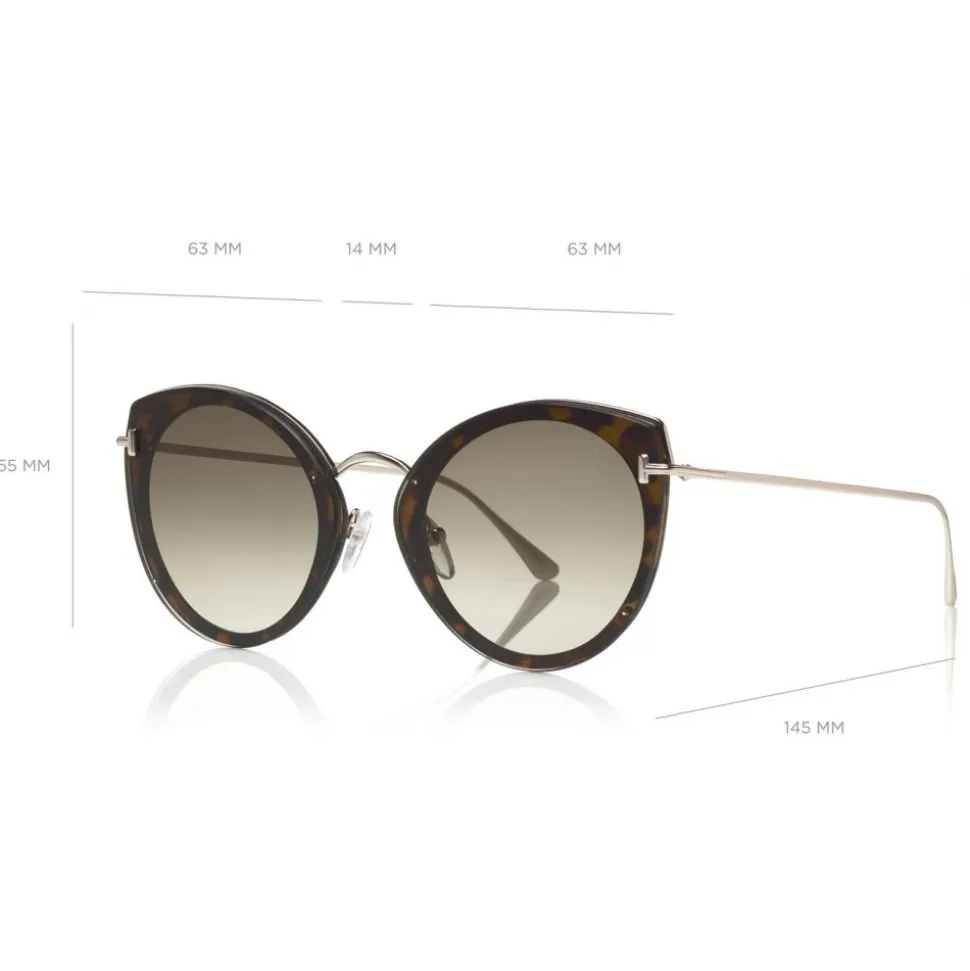Tom Ford - Jess Sunglasses - Round Metal and Acetate Sunglasses - Dark Havana - FT0683 - Sunglasses - Tom Ford Eyewear - Avvenice