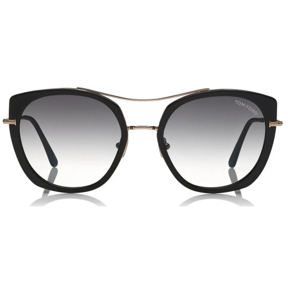 Tom Ford - Joey Sunglasses - Round Metal and Acetate Sunglasses - Black - FT0760 - Sunglasses - Tom Ford Eyewear - Avvenice