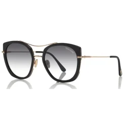 Tom Ford - Joey Sunglasses - Round Metal and Acetate Sunglasses - Black - FT0760 - Sunglasses - Tom Ford Eyewear - Avvenice