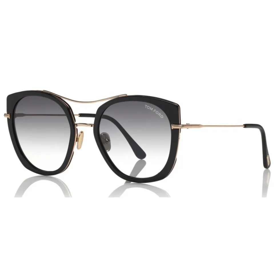 Tom Ford - Joey Sunglasses - Round Metal and Acetate Sunglasses - Black - FT0760 - Sunglasses - Tom Ford Eyewear - Avvenice
