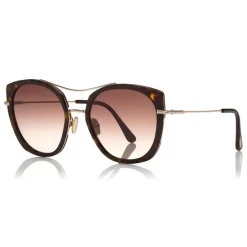 Tom Ford - Joey Sunglasses - Round Metal and Acetate Sunglasses - Dark Havana - FT0760 - Sunglasses - Tom Ford Eyewear - Avvenice