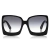 Tom Ford - Katerine Sunglasses - Oversized Square Acetate Sunglasses - FT0617 - Black - Tom Ford Eyewear - Avvenice