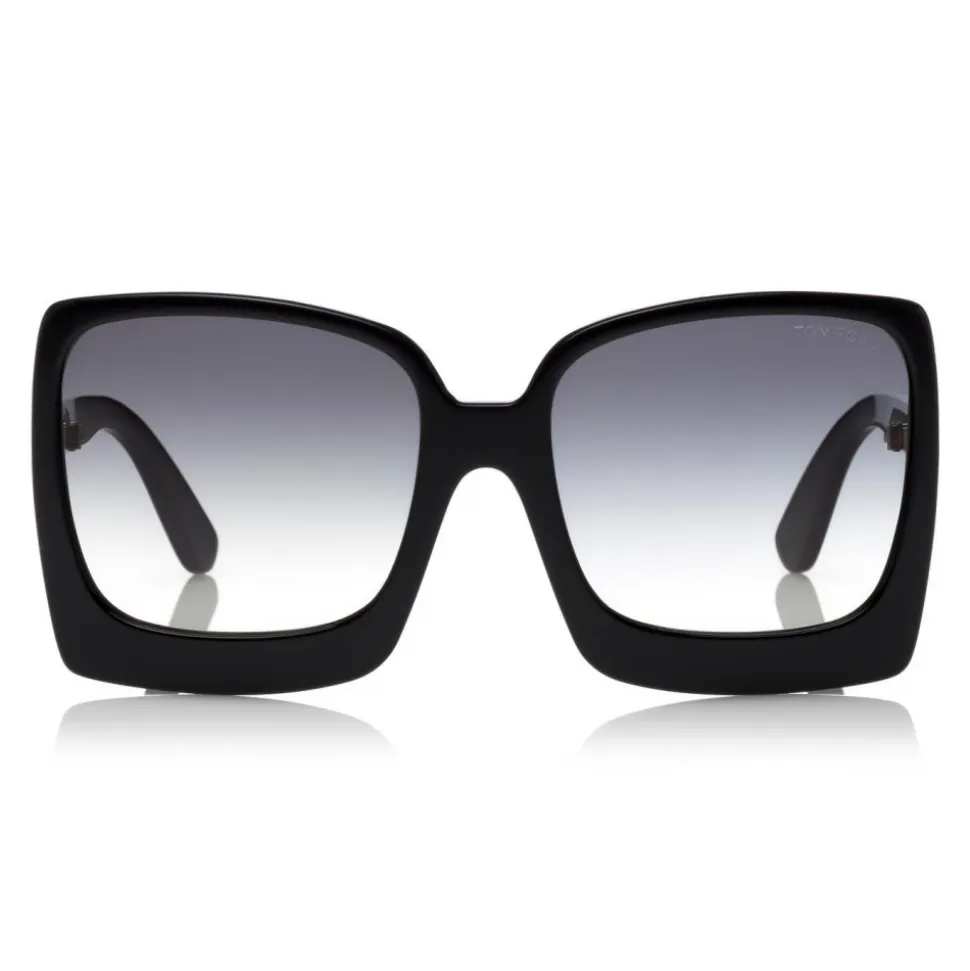 Tom Ford - Katerine Sunglasses - Oversized Square Acetate Sunglasses - FT0617 - Black - Tom Ford Eyewear - Avvenice