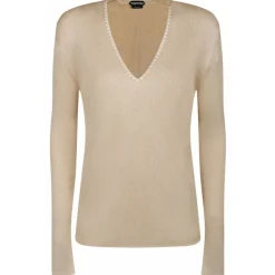 Tom Ford - Light Beige V Neck Sweater - Tom Ford Exclusive Luxury Collection - Avvenice