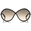 Tom Ford - Liora Sunglasses - Oversize Round Acetate Sunglasses - Black - FT0528 - Sunglasses - Tom Ford Eyewear - Avvenice