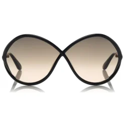 Tom Ford - Liora Sunglasses - Oversize Round Acetate Sunglasses - Black - FT0528 - Sunglasses - Tom Ford Eyewear - Avvenice