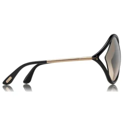 Tom Ford - Liora Sunglasses - Oversize Round Acetate Sunglasses - Black - FT0528 - Sunglasses - Tom Ford Eyewear - Avvenice