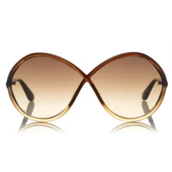 Tom Ford - Liora Sunglasses - Oversized Round Acetate Sunglasses - FT0528 - Brown - Tom Ford Eyewear - Avvenice