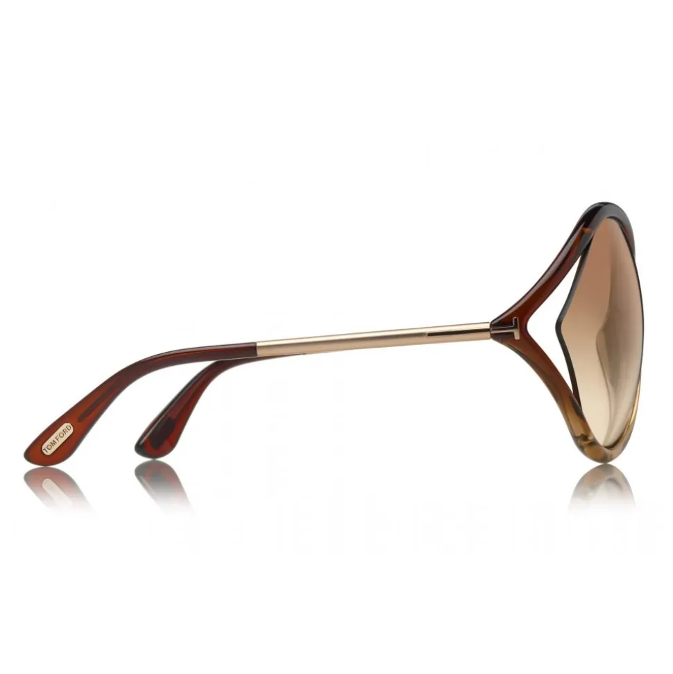 Tom Ford - Liora Sunglasses - Oversized Round Acetate Sunglasses - FT0528 - Brown - Tom Ford Eyewear - Avvenice
