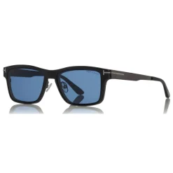 Tom Ford - Magnetic Clip Sunglasses - Square Metal Sunglasses - Ruthenium Black - FT5475 - Sunglasses - Tom Ford Eyewear - Avvenice