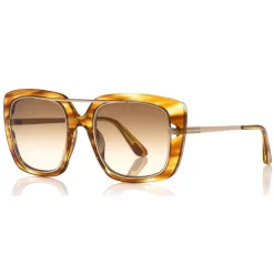 Tom Ford - Marissa Sunglasses - Square Acetate and Metal Sunglasses - Honey - FT0619 - Sunglasses - Tom Ford Eyewear - Avvenice