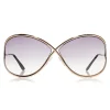 Tom Ford - Miranda Sunglasses - Oversized Square Acetate Sunglasses - FT0130 - Gold - Tom Ford Eyewear - Avvenice