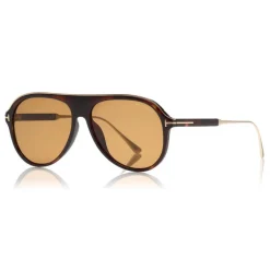 Tom Ford - Nicholai Sunglasses - Pilot Style Sunglasses - Dark Havana - FT0624 - Sunglasses - Tom Ford Eyewear - Avvenice