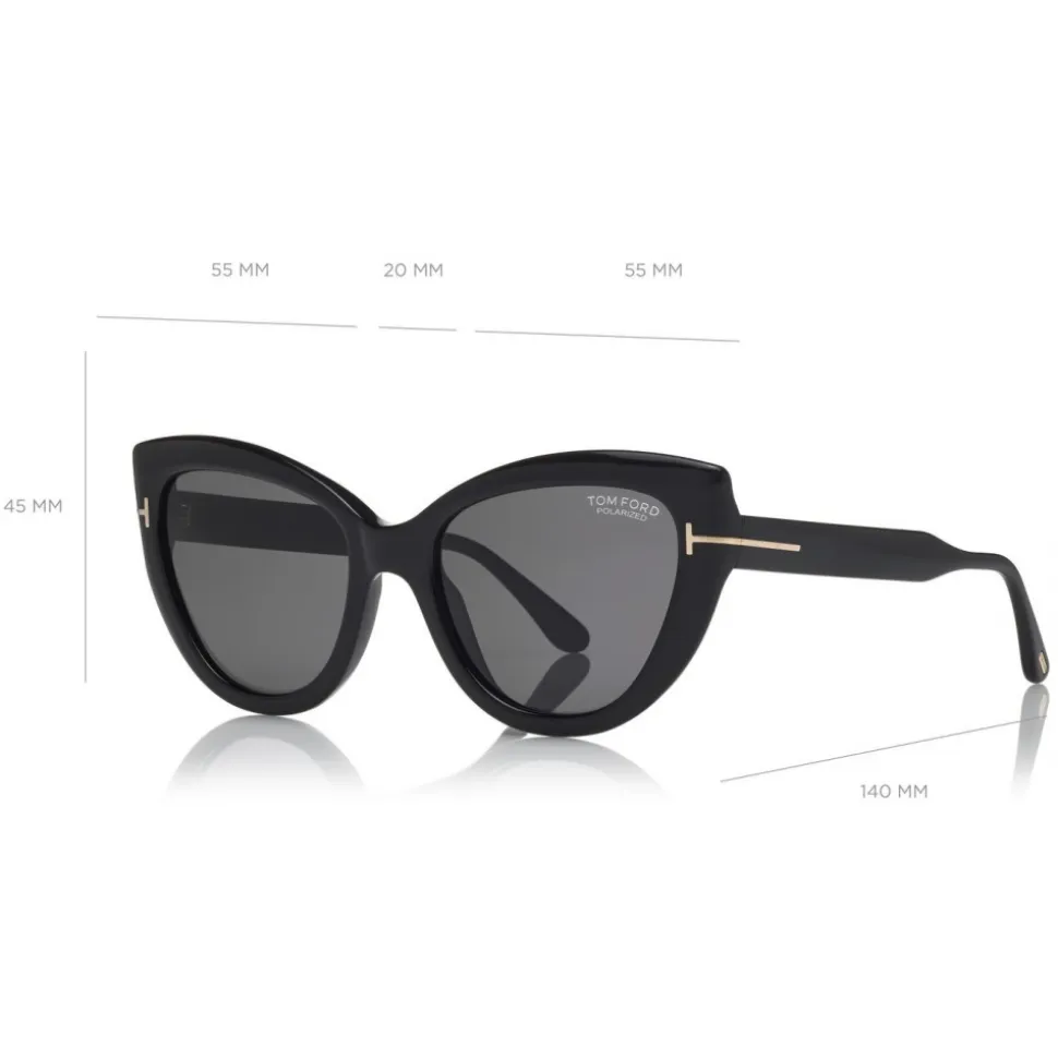 Tom Ford - Polarized Anya Sunglasses - Cat-Eye Acetate Sunglasses - Black - FT0762-P - Sunglasses - Tom Ford Eyewear - Avvenice