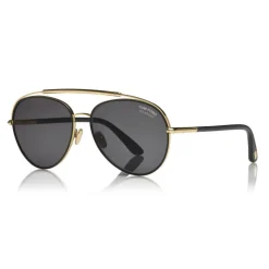 Tom Ford - Polarized Curtis Sunglasses - Pilot Shape Sunglasses - Black - FT0748-P - Sunglasses - Tom Ford Eyewear - Avvenice