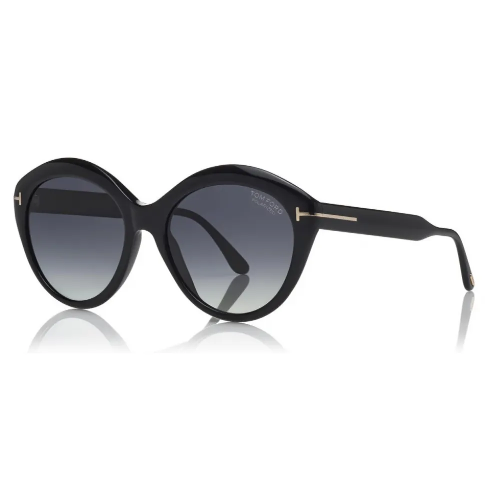 Tom Ford - Polarized Maxine Sunglasses - Round Metal Sunglasses - Black - FT0763-P - Sunglasses - Tom Ford Eyewear - Avvenice