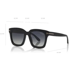 Tom Ford - Polarized Sari Sunglasses - Squared Acetate Sunglasses - Black - FT0690-P - Sunglasses - Tom Ford Eyewear - Avvenice