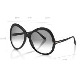 Tom Ford - Rose Sunglasses - Oval Acetate Sunglasses - Black - FT0765 - Sunglasses - Tom Ford Eyewear - Avvenice