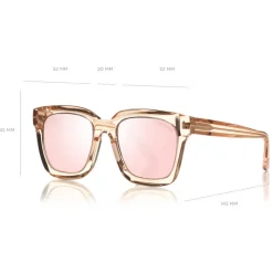 Tom Ford - Sari Sunglasses - Squared Acetate Sunglasses - Pink - FT0690 - Sunglasses - Tom Ford Eyewear - Avvenice