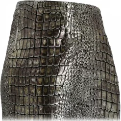 Tom Ford - Silver Tone Croc Effect Leather Mini Skirt - Tom Ford Exclusive Luxury Collection - Avvenice