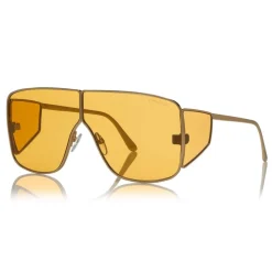 Tom Ford - Spector Sunglasses - Oversize Rectangular Acetate Sunglasses - FT0708 - Gold - Tom Ford Eyewear - Avvenice