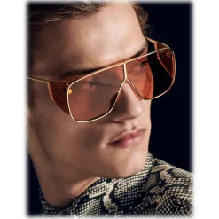 Tom Ford - Spector Sunglasses - Oversize Rectangular Acetate Sunglasses - FT0708 - Gold - Tom Ford Eyewear - Avvenice