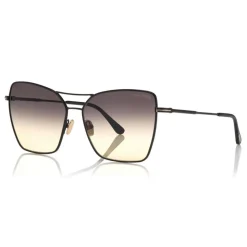 Tom Ford - Sye Sunglasses - Cat-Eye Metal Sunglasses - Black - FT0738 - Sunglasses - Tom Ford Eyewear - Avvenice