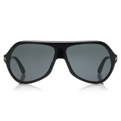 Tom Ford - Thomas Sunglasses - Pilot Acetate Sunglasses - FT0732 - Black - Tom Ford Eyewear - Avvenice