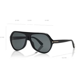 Tom Ford - Thomas Sunglasses - Pilot Acetate Sunglasses - FT0732 - Black - Tom Ford Eyewear - Avvenice