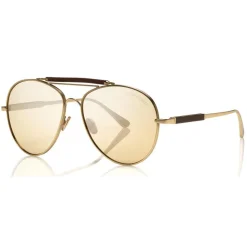 Tom Ford - Tom N.16 Sunglasses - Pilot Style Sunglasses - Gold Brown - FT0704-P - Sunglasses - Tom Ford Eyewear - Avvenice