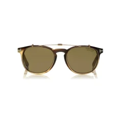 Tom Ford - Tom N.14 Sunglasses - Real Horn Squared Sunglasses - Light Brown - FT5498-P - Sunglasses - Tom Ford Eyewear - Avvenice