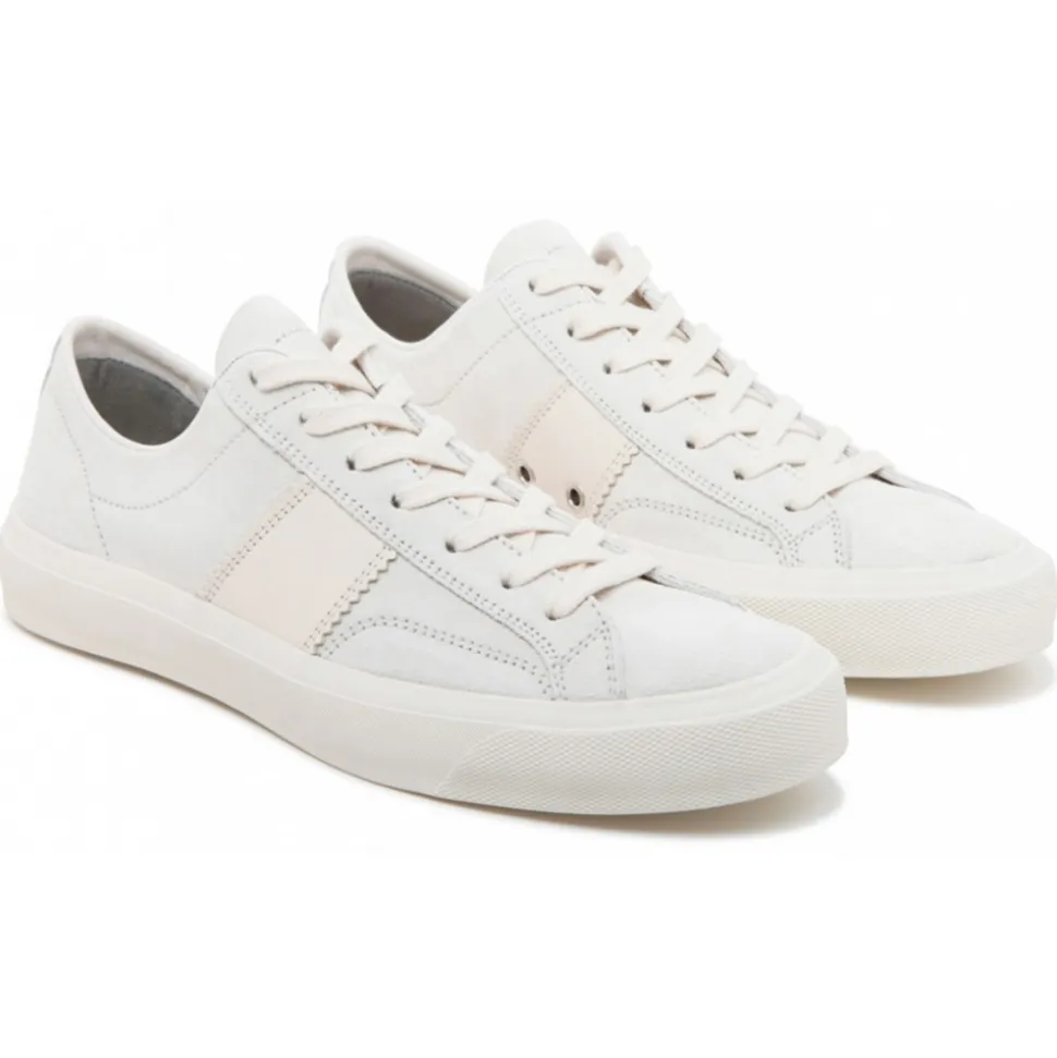 Tom Ford - White and Beige Calf Leather Low Top Sneakers - Tom Ford Exclusive Luxury Collection - Avvenice