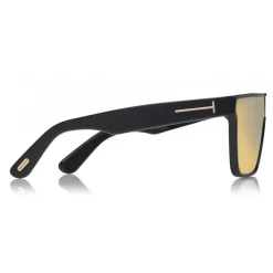 Tom Ford - Wyhat Sunglasses - Soft Rectangular Acetate Sunglasses - FT0709 - Black Gold - Tom Ford Eyewear - Avvenice