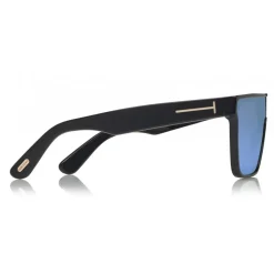 Tom Ford - Wyhat Sunglasses - Soft Rectangular Acetate Sunglasses - FT0709 - Black Mirror Blu - Tom Ford Eyewear - Avvenice