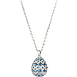 Tsars Collection - Alexandra Pavè Horizontal Blue Necklace - Handmade in Swiss - Luxury Exclusive Collection - Avvenice