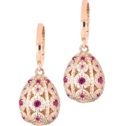 Tsars Collection - Alexandra Pavè Vertical Fuchsia Earrings - Handmade in Swiss - Luxury Exclusive Collection - Avvenice
