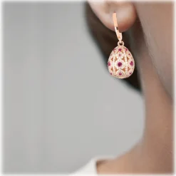 Tsars Collection - Alexandra Pavè Vertical Fuchsia Earrings - Handmade in Swiss - Luxury Exclusive Collection - Avvenice