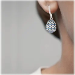 Tsars Collection - Alexandra Pavè Horizontal Blue Earrings - Handmade in Swiss - Luxury Exclusive Collection - Avvenice