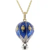 Tsars Collection - Bicolor Blue Hot Air Balloon Necklace with Zircons - Handmade in Swiss - Luxury Exclusive Collection - Avvenice
