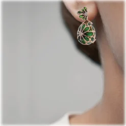 Tsars Collection - Tamara Green Silver Earrings - Handmade in Swiss - Luxury Exclusive Collection - Avvenice