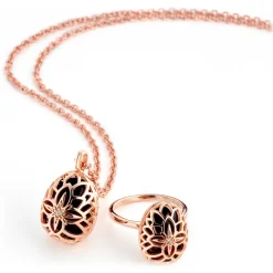 Tsars Collection - Windrose Necklace in Pink Silver and Onyx - Handmade in Swiss - Luxury Exclusive Collection - Avvenice