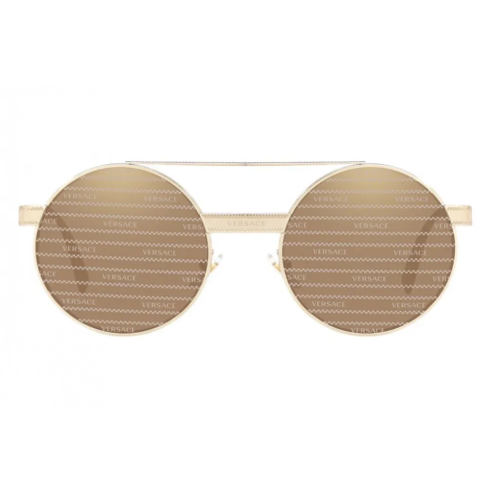 Versace - Logomania Round Sunglasses Versace - Gold - Sunglasses - Versace Eyewear - Avvenice