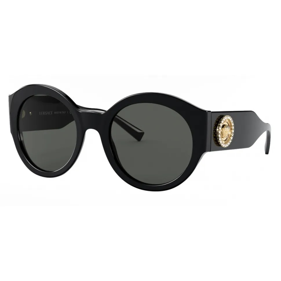 Versace - Sunglasses Round Medusa Crystal - Black - Sunglasses - Versace Eyewear - Avvenice
