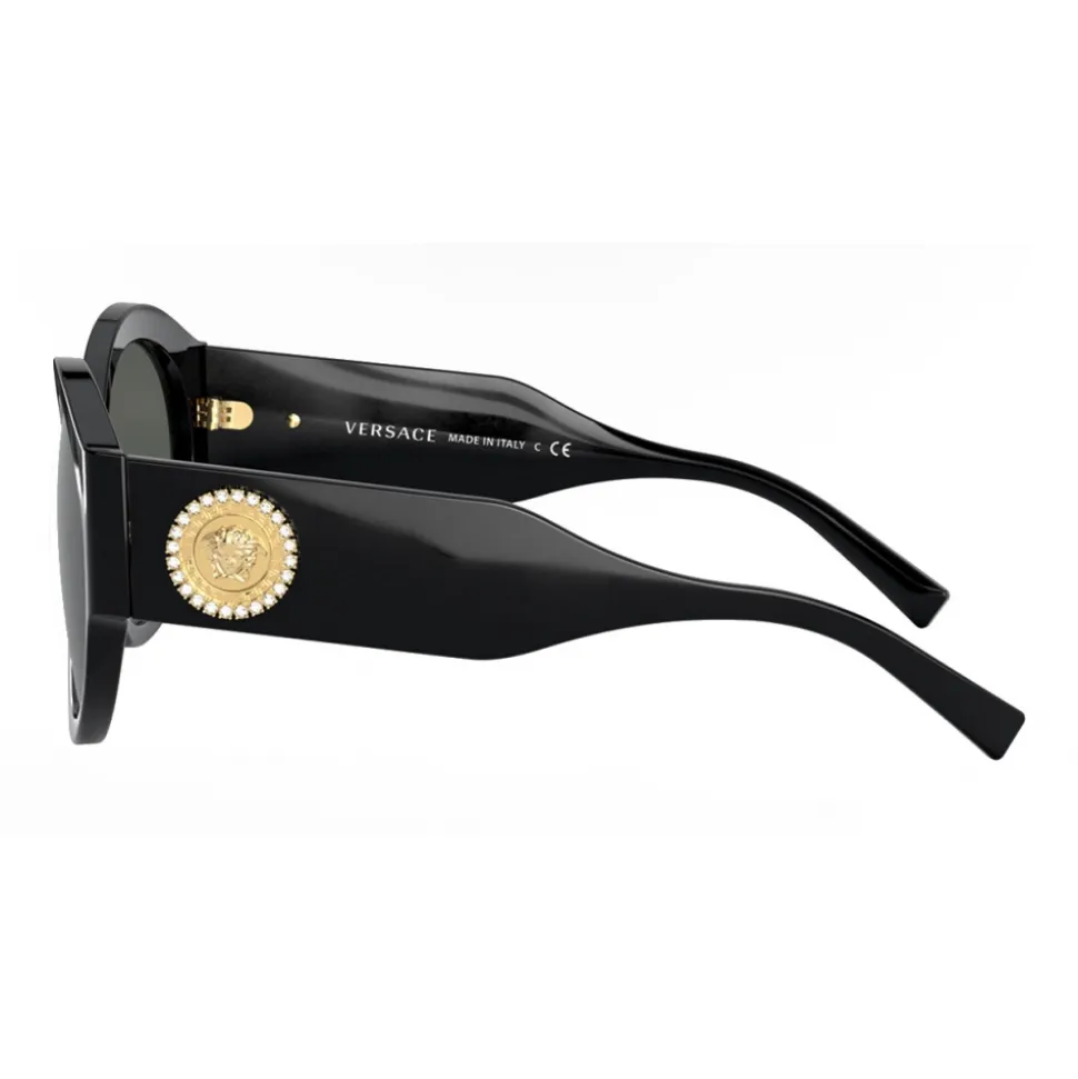 Versace - Sunglasses Round Medusa Crystal - Black - Sunglasses - Versace Eyewear - Avvenice