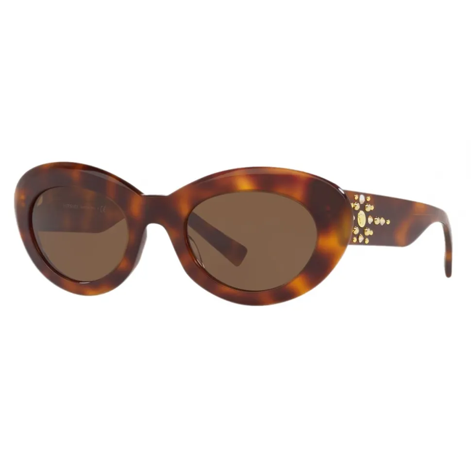 Versace - Versace Medusa Stud Oval Sunglasses - Havana - Sunglasses - Versace Eyewear - Avvenice