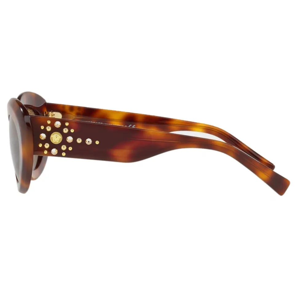 Versace - Versace Medusa Stud Oval Sunglasses - Havana - Sunglasses - Versace Eyewear - Avvenice