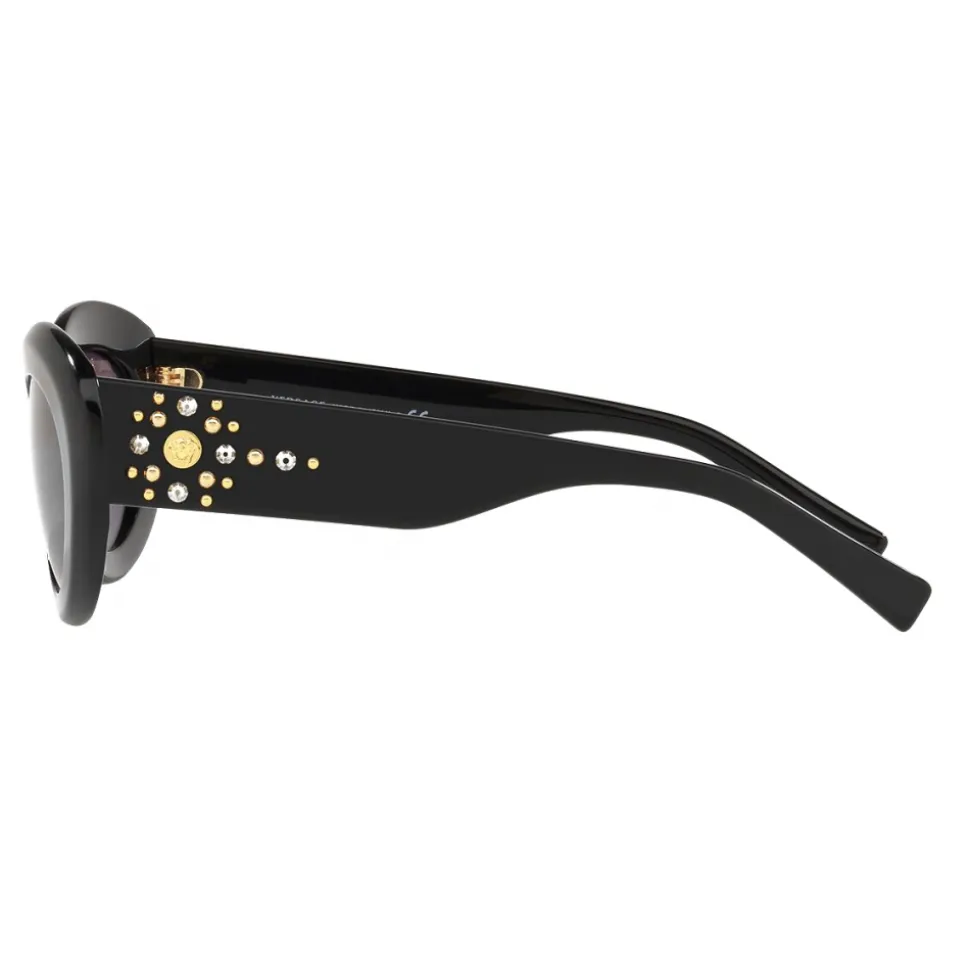 Versace - Versace Medusa Stud Oval Sunglasses - Black - Sunglasses - Versace Eyewear - Avvenice
