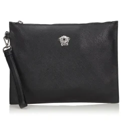 Versace Vintage - Medusa Clutch Bag - Black - Leather Handbag - Luxury High Quality - Avvenice
