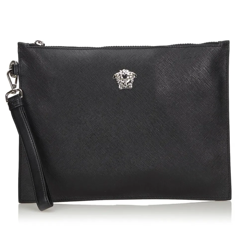 Versace Vintage - Medusa Clutch Bag - Black - Leather Handbag - Luxury High Quality - Avvenice